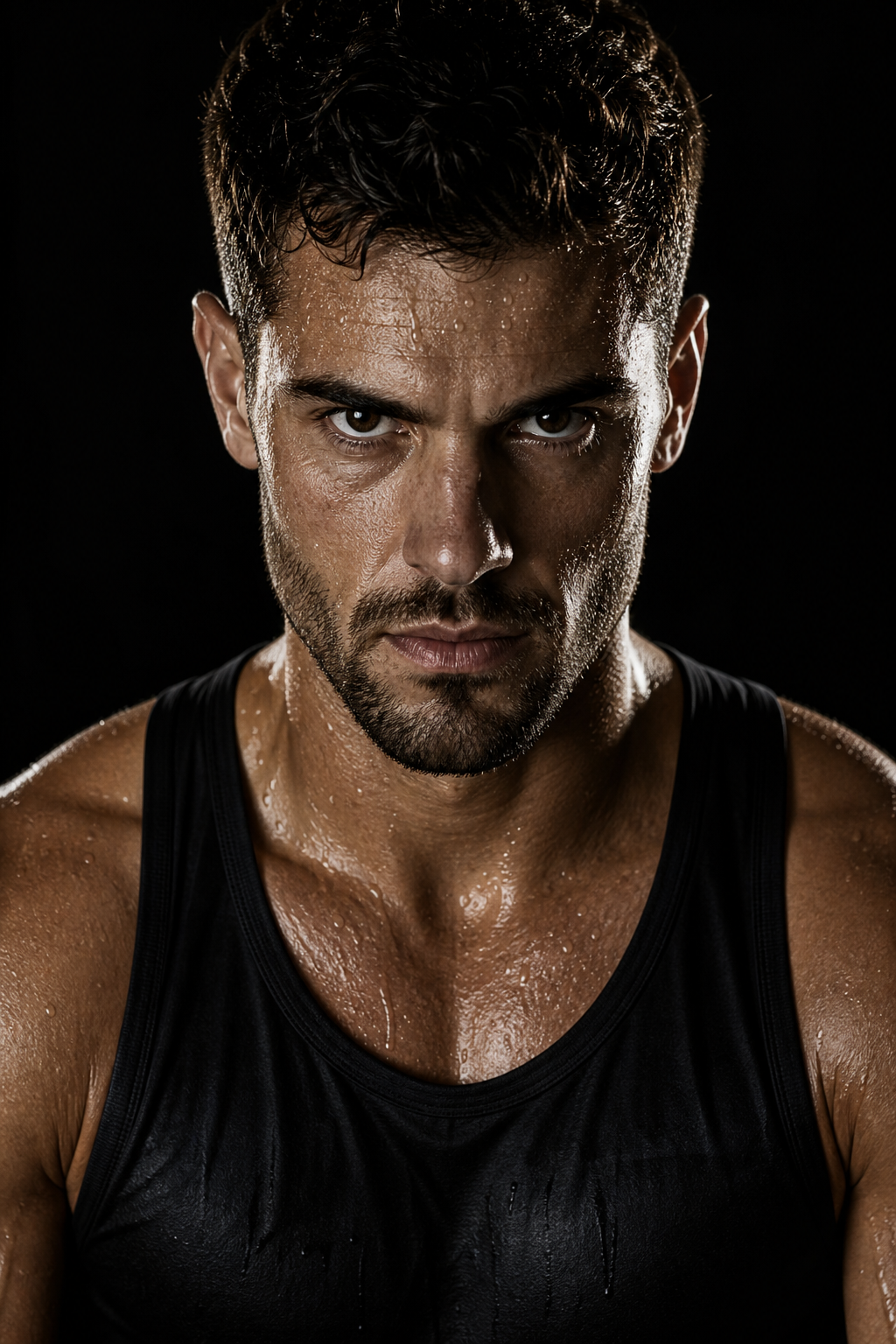 Ritratto intenso di un atleta in studio